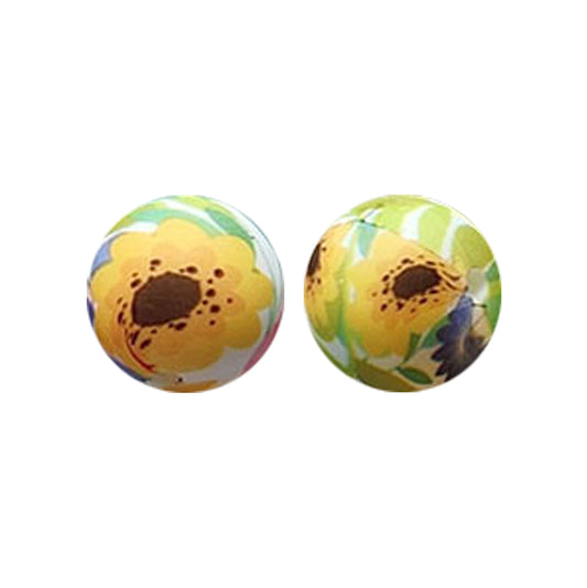 15mm Summer Day Floral Print Round Silicone Beads ZR#144