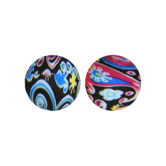 15mm Peking Opera Print Round Silicone Beads ZR#152