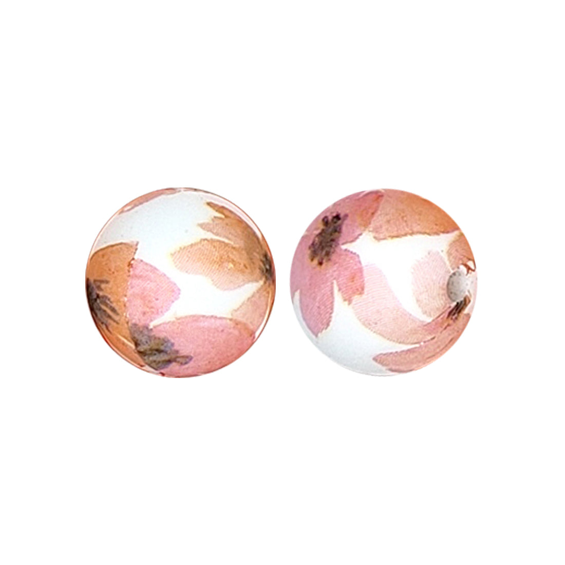 15mm Peachy Pink Petals Print Round Silicone Beads ZR#158