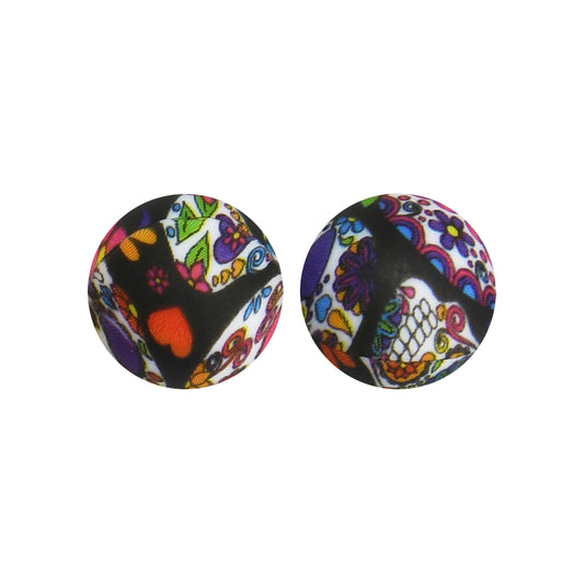 15mm Colorful Skull Print Round Silicone Beads ZR#169