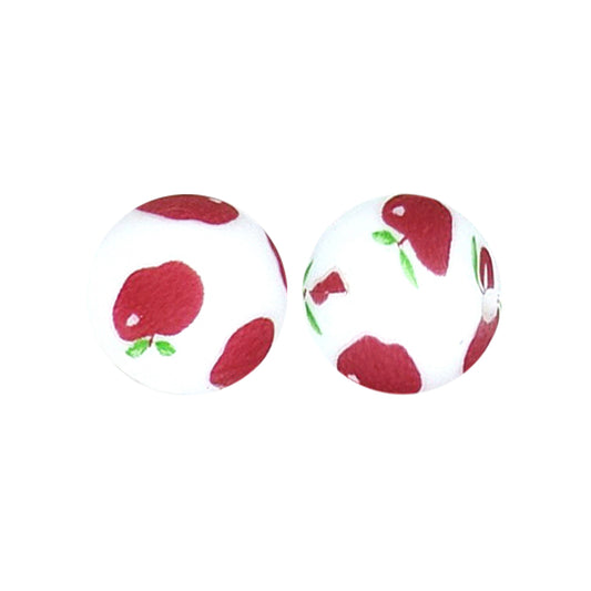 15mm Apple Print Round Silicone Beads ZR#171