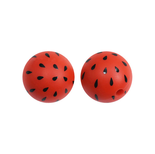 15mm Sweet Watermelon Print Round Silicone Beads ZR#181