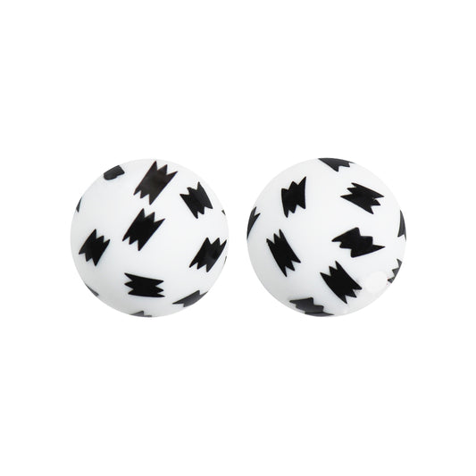 15mm Mini Bat Print Round Silicone Beads ZR#182