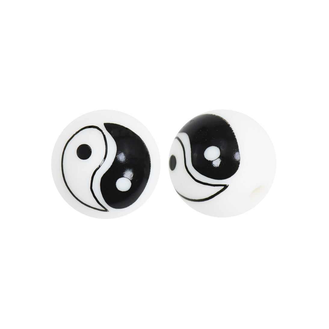 15mm Tai Chi Print Round Silicone Beads ZR#185