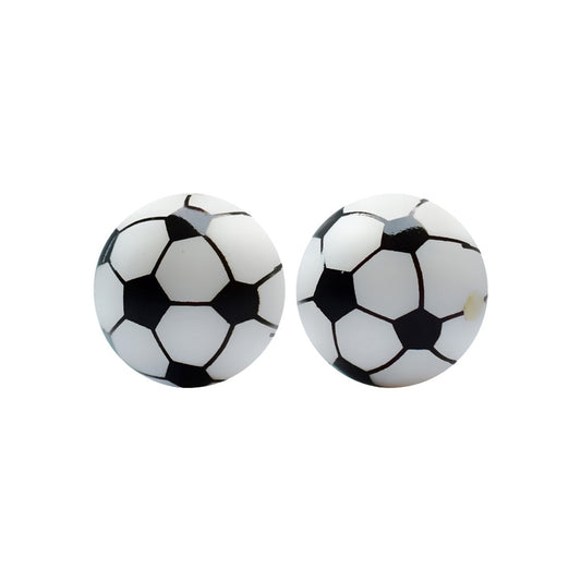 15mm Soccer Print Round Silicone Beads ZR#19