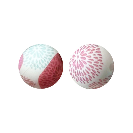 15mm Fireworks Print Round Silicone Beads ZR#195