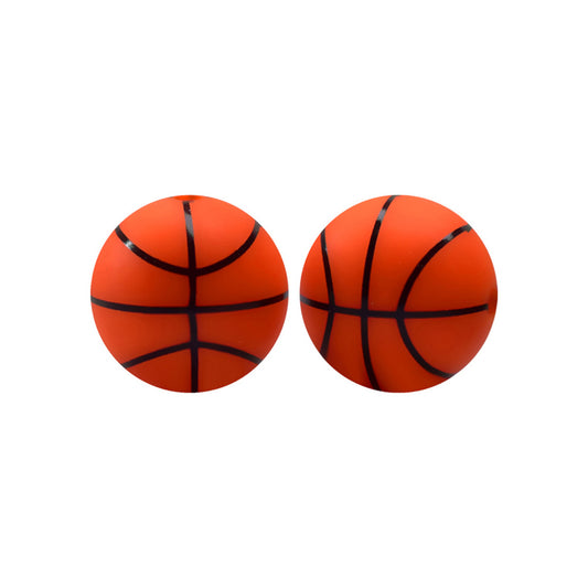 15mm Basketball Print Round Silicone Beads ZR#20