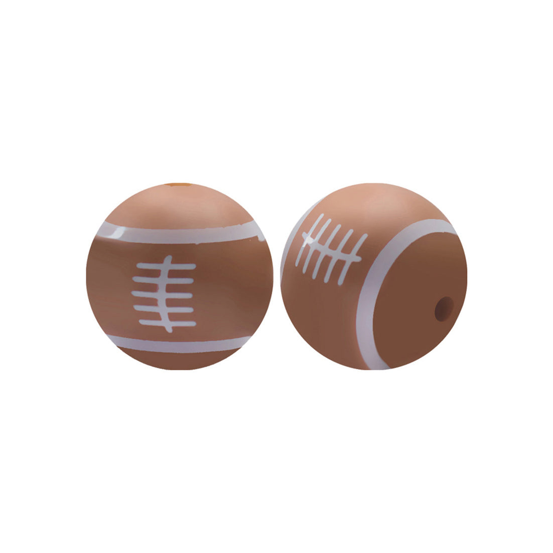 15mm Brown US Football Print Round Silicone Beads ZR#22