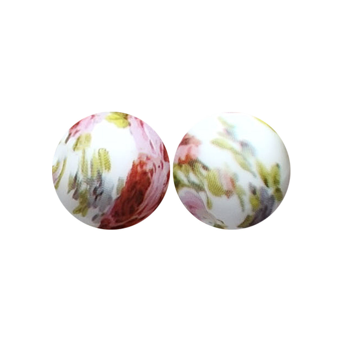 15mm Early Spring Floral Print Round Silicone Beads ZR#25