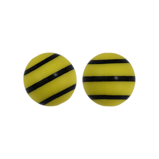 15mm Bee Stripe Print Round Silicone Beads ZR#30