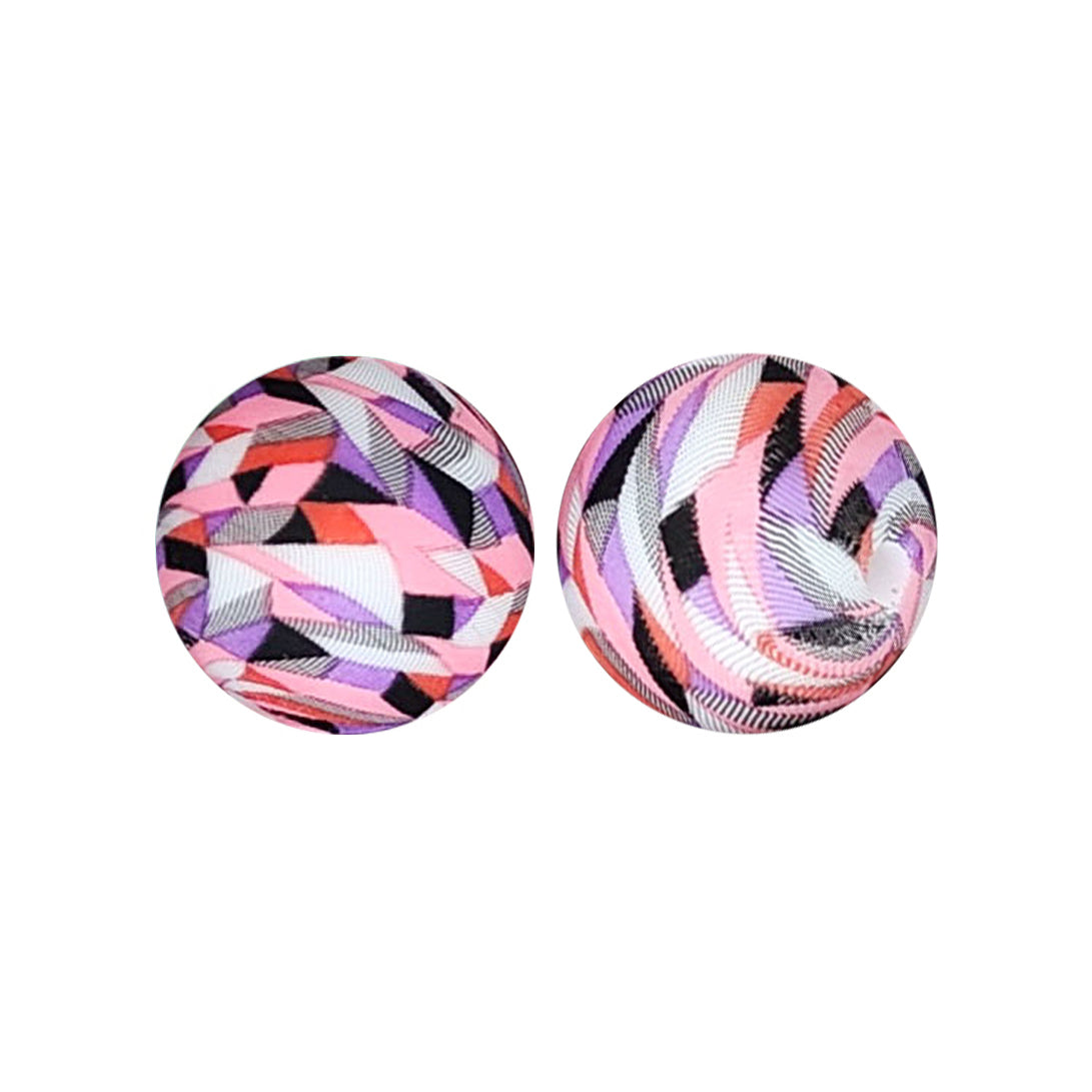 15mm Kaleidoscope Print Round Silicone Beads ZR#36