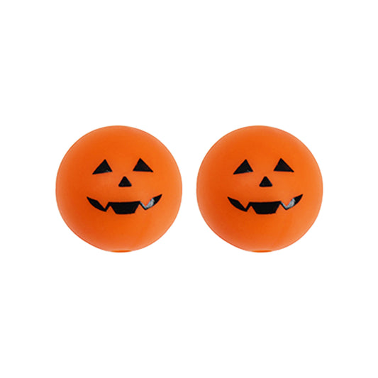 15mm Jack O Lantern Print Round Silicone Beads ZR#42