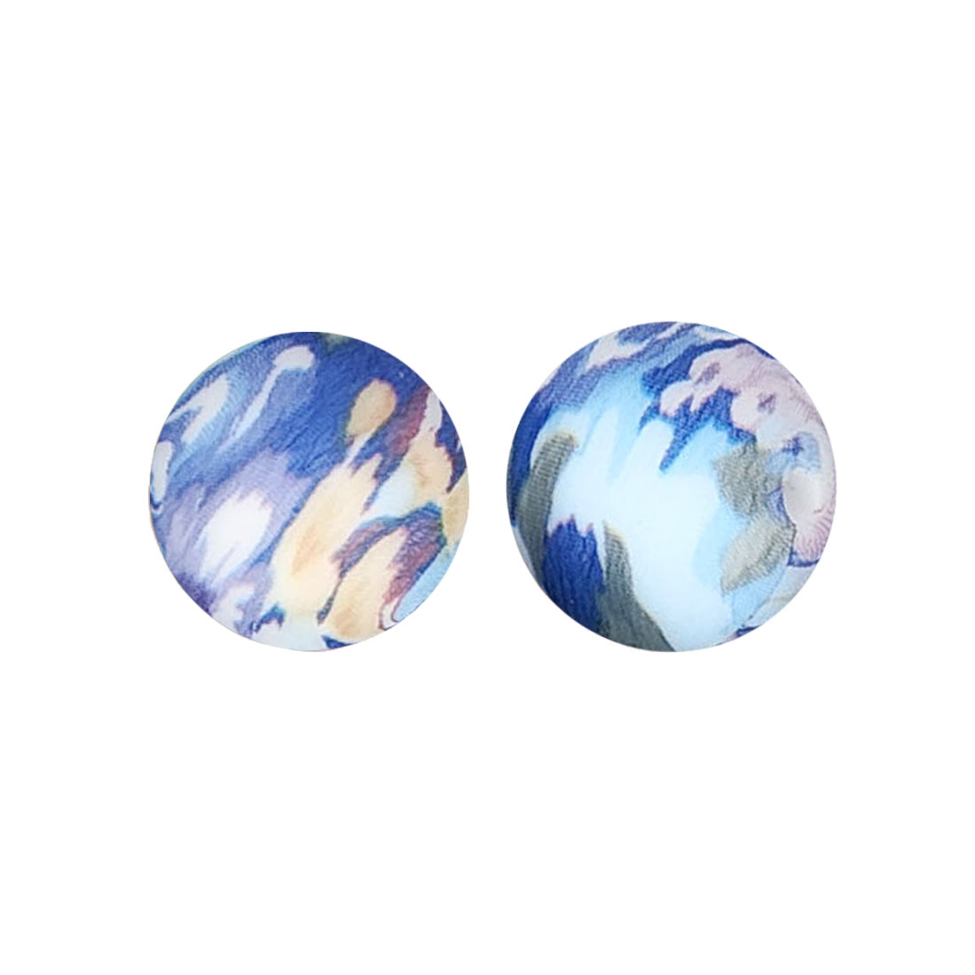 15mm Blue Iris Print Round Silicone Beads ZR#46