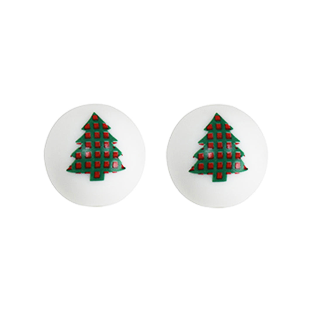 15mm Christmas Tree Print Round Silicone Beads ZR#51