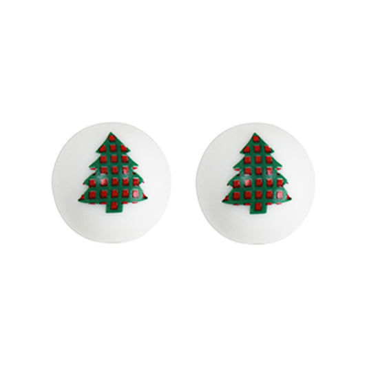 15mm Christmas Tree Print Round Silicone Beads ZR#51