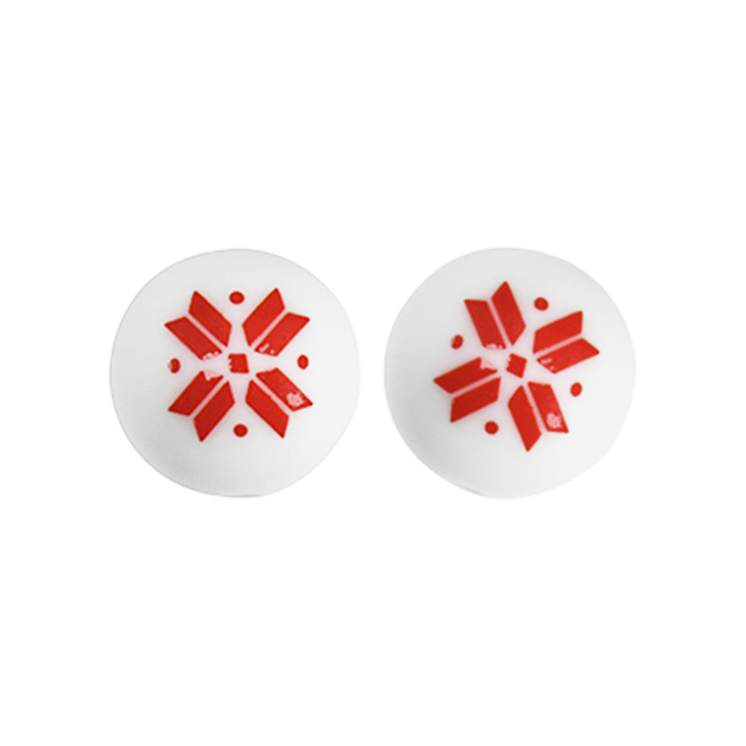 15mm Snowflake Print Round Silicone Beads ZR#56