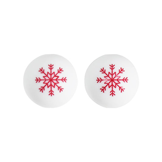 15mm Snowflake Print Round Silicone Beads ZR#57