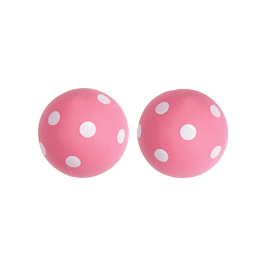 15mm Christmas Pink Dot Print Round Silicone Beads ZR#62