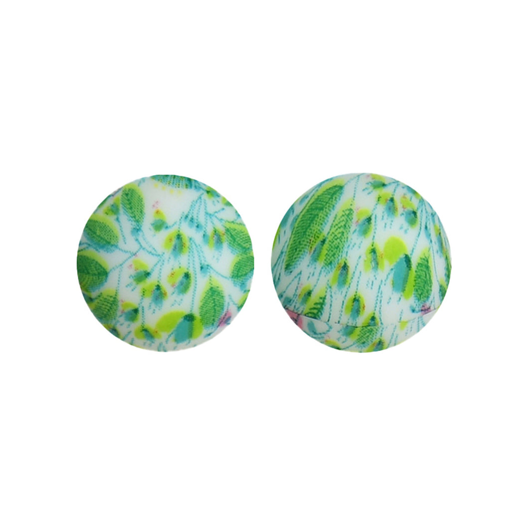 15mm Lotus Leaf Print Round Silicone Beads ZR#65