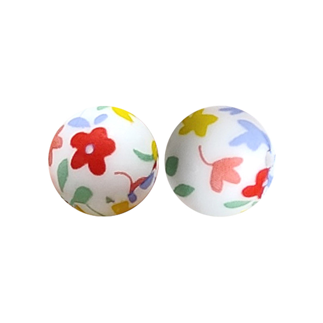 15mm Wild Flowers Print Round Silicone Beads ZR#66