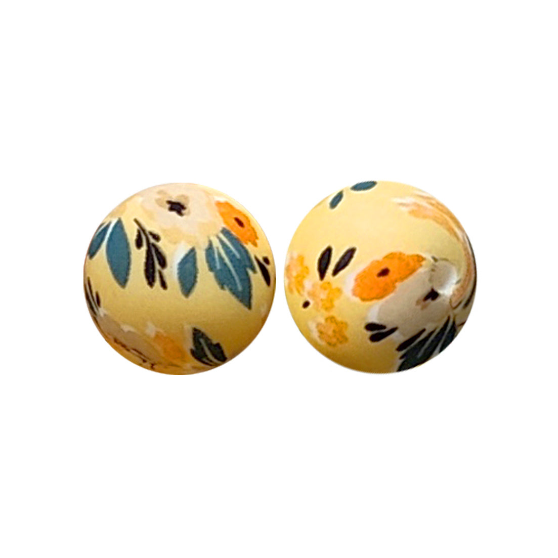 15mm Calendula Print Round Silicone Beads ZR#67