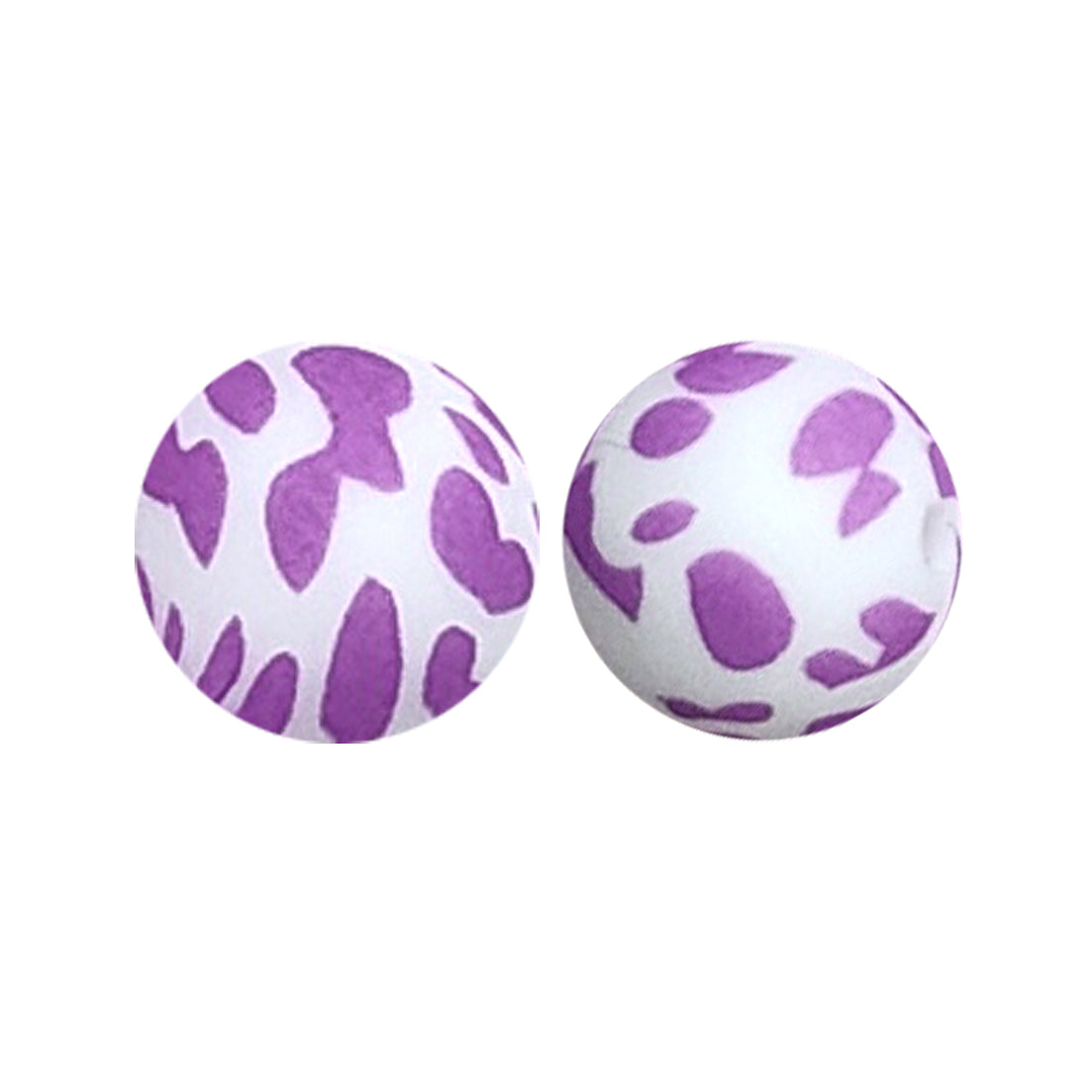 15mm Purple Cow Print Round Silicone Beads ZR#75