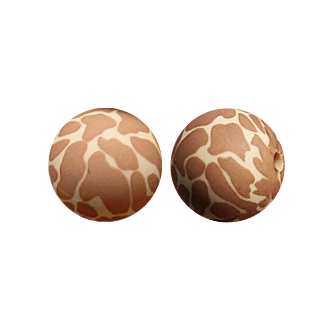 15mm Mango Giraffe Print Round Silicone Beads ZR#86