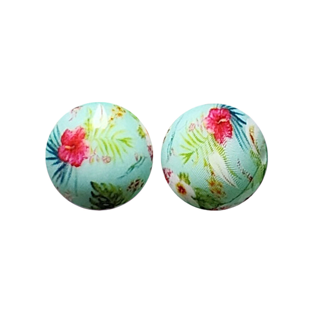 15mm Lycoris Print Round Silicone Beads ZR#95