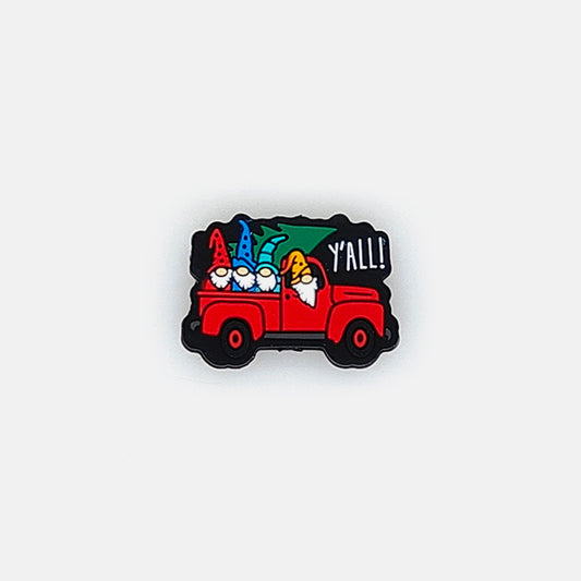 Christmas Gnome Truck Focal Silicone Beads